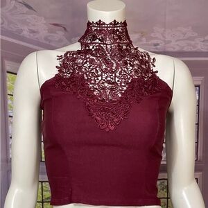 Charlotte Russe Red Embellished Crop Tank Top